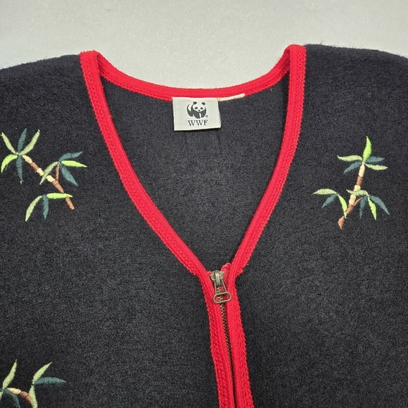 Vintage World Wildlife Fund (WWF) Boiled Wool Panda Bear Grandma Vest Size XL - Picture 3 of 9